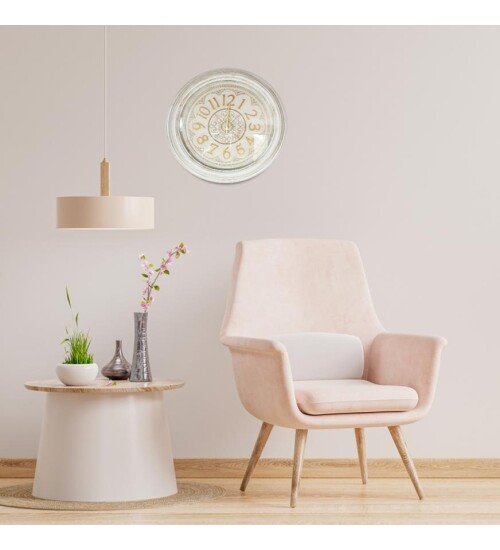 Antik Krem Eskitme Duvar Saati 57 cm HK205
