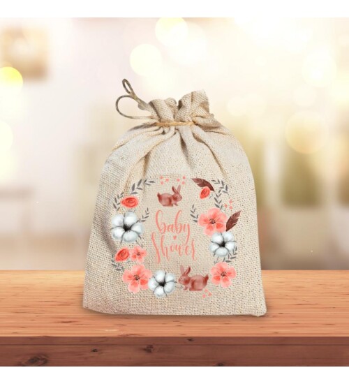 Baby Shower Hatırası Hasır İpli Hediye Kesesi HK2141