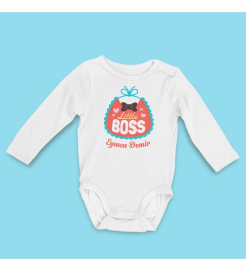 Kişiye Özel Little Boss Pamuklu Bebek Zıbını HK2175