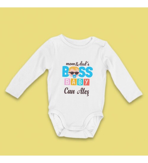 Kişiye Özel Boss Baby Pamuklu Bebek Zıbını HK2173