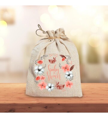 Baby Shower Hatırası Hasır İpli Hediye Kesesi HK2141