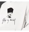 Atatürk Baskılı Kapşonlu Beyaz Unisex Sweatshirt HK2296