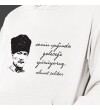 Atatürk Baskılı Kapşonlu Beyaz Unisex Sweatshirt HK2299