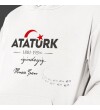 Kişiye Özel Atatürk ve Bayrak Baskılı Kapşonlu Beyaz Unisex Sweatshirt HK2293