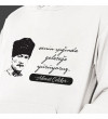 Kişiye Özel Atatürk Baskılı Cepli, Kapşonlu Beyaz Unisex Sweatshirt HK2300