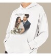 Kişiye Özel Fotoğraf Baskılı Kapşonlu Beyaz Unisex Sweatshirt HK2156