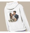 Kişiye Özel Fotoğraf Baskılı Kapşonlu Beyaz Unisex Sweatshirt HK2156