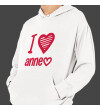 Anneler Günü I Love Anne Baskılı Kapşonlu Beyaz Unisex Sweatshirt HK2622