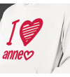 Anneler Günü I Love Anne Baskılı Kapşonlu Beyaz Unisex Sweatshirt HK2622