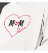 Anneler Günü Love Mom Baskılı Cepli, Kapşonlu Beyaz Unisex Sweatshirt HK2624