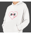 Anneler Günü Love Mom Baskılı Cepli, Kapşonlu Beyaz Unisex Sweatshirt HK2624