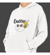 Anneler Günü Queen Mom Baskılı Kapşonlu Beyaz Unisex Sweatshirt HK2623