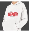 Kişiye Özel Love Temalı Sevgiliye Özel Kapşonlu Beyaz Unisex Sweatshirt HK2519