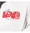 Kişiye Özel Love Temalı Sevgiliye Özel Kapşonlu Beyaz Unisex Sweatshirt HK2519