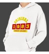 Kişiye Özel Sarı Kırmızı İsim Tarih Baskılı Kapşonlu Beyaz Unisex Sweatshirt HK2370