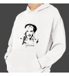 Kişiye Özel Siyah Beyaz Fotoğraf Baskılı Kapşonlu Beyaz Unisex Sweatshirt HK2361