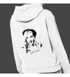 Kişiye Özel Siyah Beyaz Fotoğraf Baskılı Kapşonlu Beyaz Unisex Sweatshirt HK2361